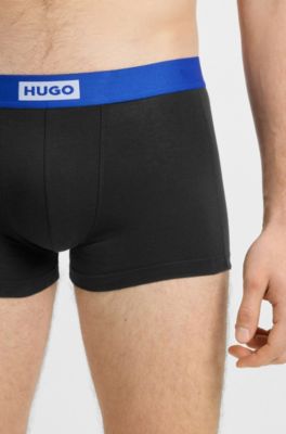 Three-pack of stretch-cotton trunks with logo waistbands, Black