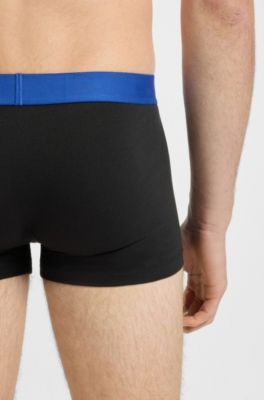 Three-pack of stretch-cotton trunks with logo waistbands, Black