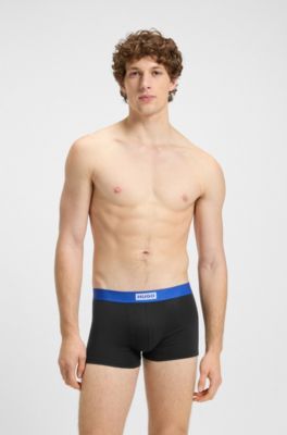 Three-pack of stretch-cotton trunks with logo waistbands, Black