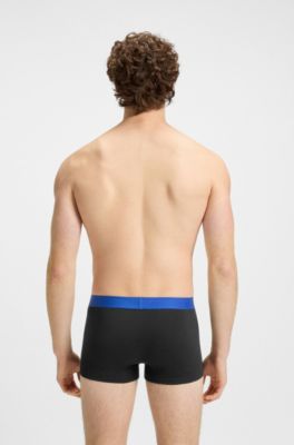 Three-pack of stretch-cotton trunks with logo waistbands, Black