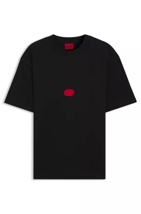 Cotton-jersey T-shirt with wax-stamp logo