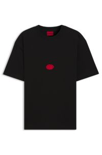Cotton-jersey T-shirt with wax-stamp logo, Black