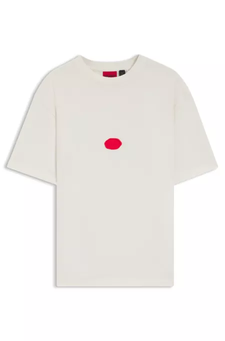 Cotton-jersey T-shirt with wax-stamp logo