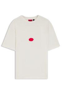 Cotton-jersey T-shirt with wax-stamp logo, Natural