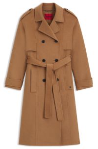 Relaxed-fit trench coat with stacked-logo rivet, Beige