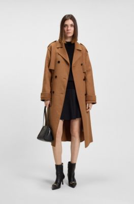 Relaxed-fit trench coat with stacked-logo rivet, Beige