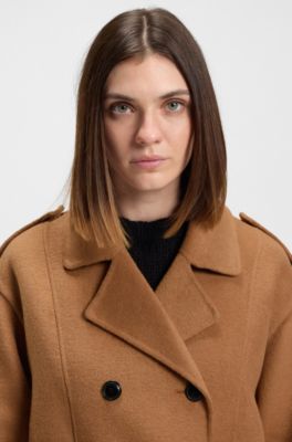 Relaxed-fit trench coat with stacked-logo rivet, Beige