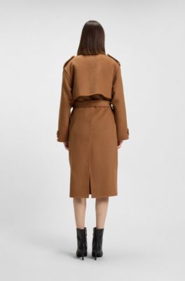 Relaxed-fit trench coat with stacked-logo rivet, Beige