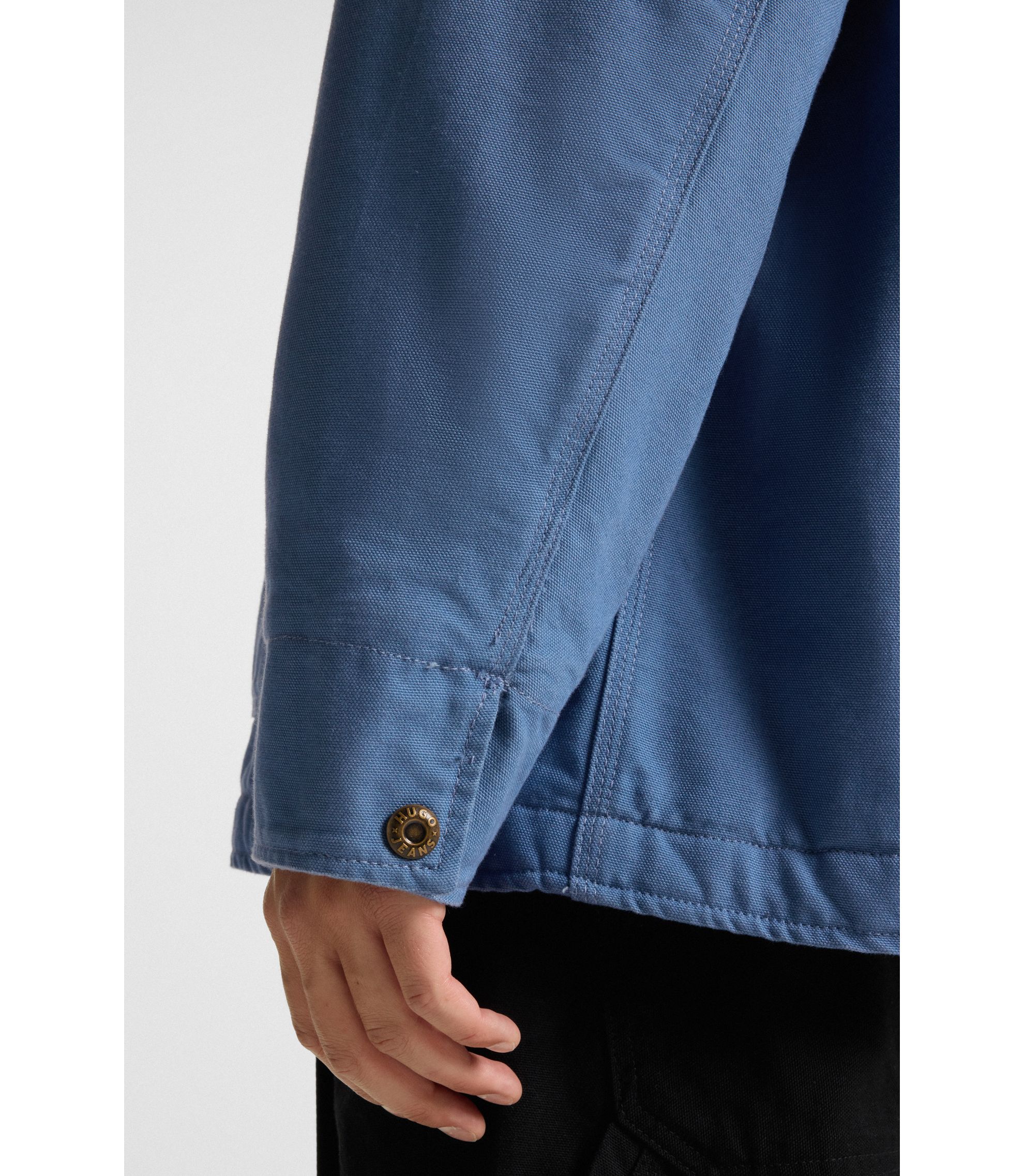 HUGO - Oversized-fit jacket in cotton canvas with corduroy collar