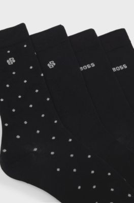Four-pack of regular-length socks with logo details, Black
