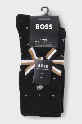 Four-pack of regular-length socks with logo details, Black