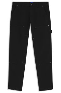 Tapered-fit trousers in cotton canvas, Black