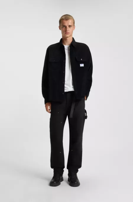 Tapered-fit trousers in cotton canvas