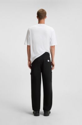 Tapered-fit trousers in cotton canvas, Black