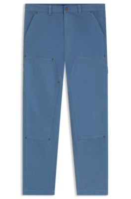 Tapered-fit trousers in cotton canvas, Light Blue