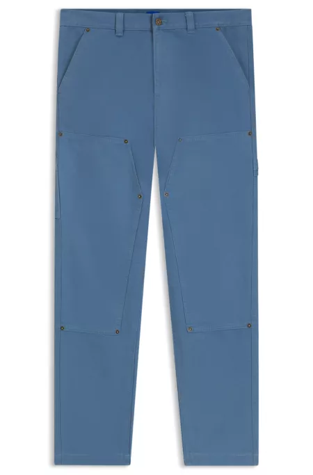 Tapered-fit trousers in cotton canvas