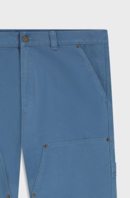 Tapered-fit trousers in cotton canvas, Light Blue