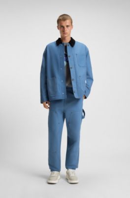 Tapered-fit trousers in cotton canvas, Light Blue