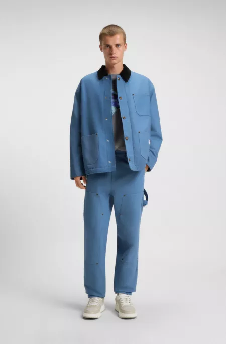 Tapered-fit trousers in cotton canvas