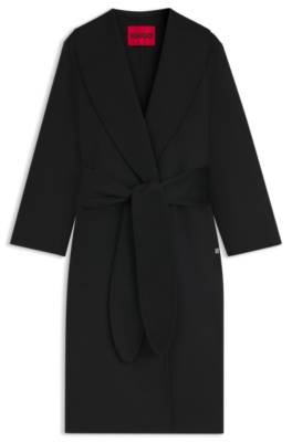 Relaxed fit robe style coat with tie up belt