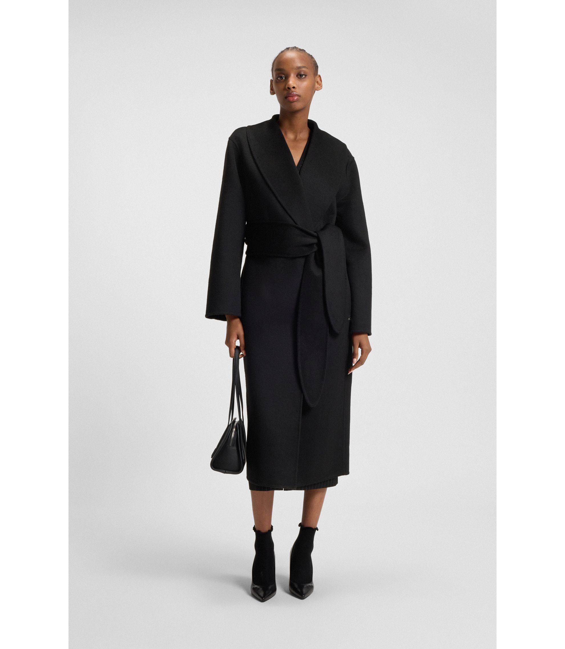 HUGO Relaxed-Fit Mantel im Morgenmantel-Stil mit Bindegürtel