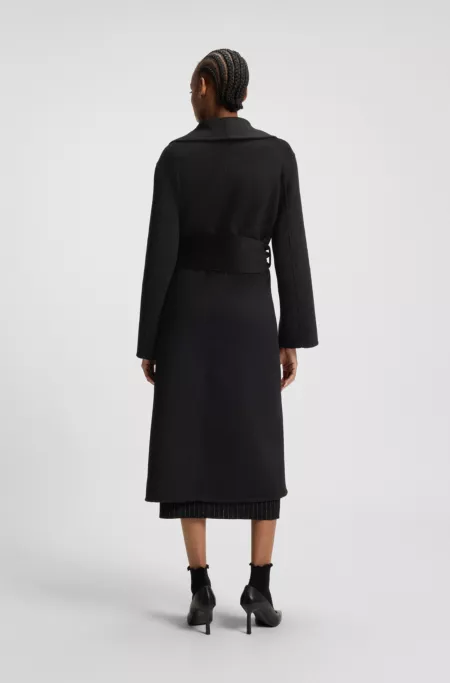 Relaxed-fit robe-style coat with tie-up belt