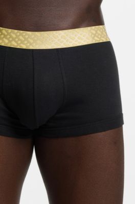 Two-pack of ribbed-cotton trunks, Black / Red