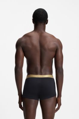 Two-pack of ribbed-cotton trunks, Black / Red