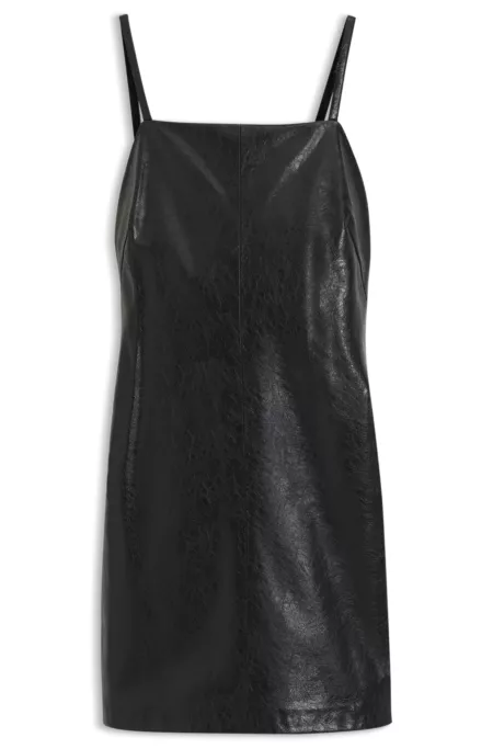 Strappy mini dress in faux leather with embossed pattern