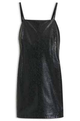 Strappy mini dress in faux leather with embossed pattern 1