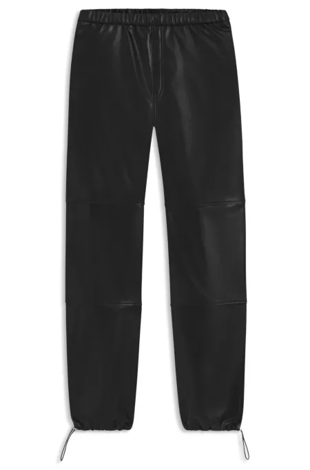 Wide-leg parachute trousers in faux leather