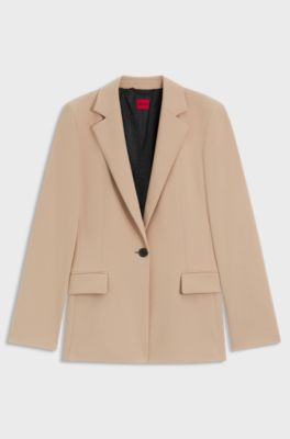 Regular-Fit Blazer aus elastischem Gewebe, Beige