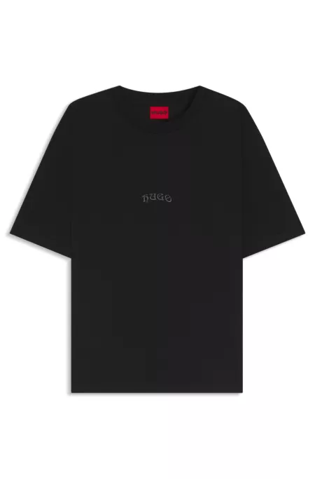 Cotton-jersey T-shirt with embroidered logos
