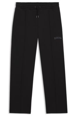 Cotton-blend tracksuit bottoms with embroidered logo, Black