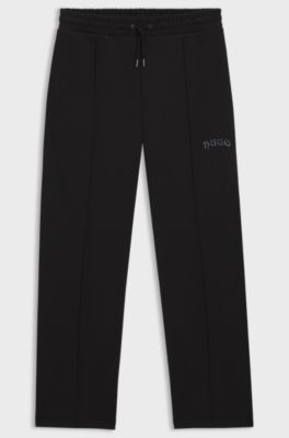 Cotton-blend tracksuit bottoms with embroidered logo, Black