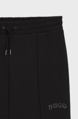 Cotton-blend tracksuit bottoms with embroidered logo, Black