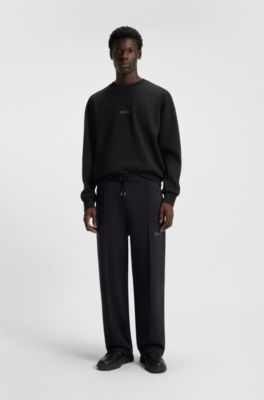 Cotton-blend tracksuit bottoms with embroidered logo, Black