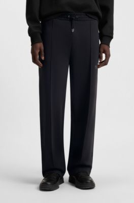 Cotton-blend tracksuit bottoms with embroidered logo, Black