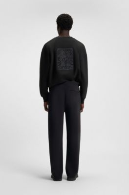 Cotton-blend tracksuit bottoms with embroidered logo, Black