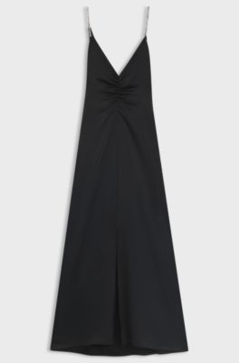 Maxi dress with rhinestone straps, Black