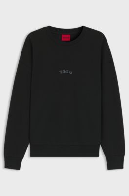 Cotton-blend sweatshirt with embroidered logo, Black
