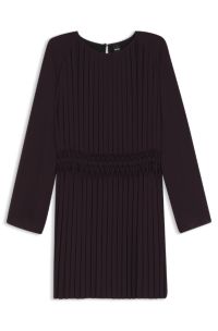 Plissé dress with smocked waistband, Dark Purple