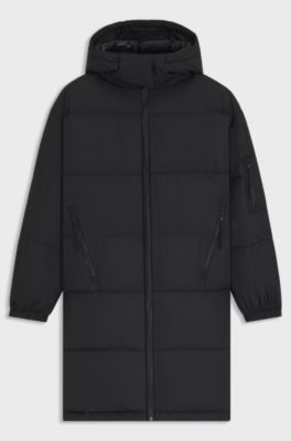 Parka idrorepellente con cappuccio rimovibile, Nero
