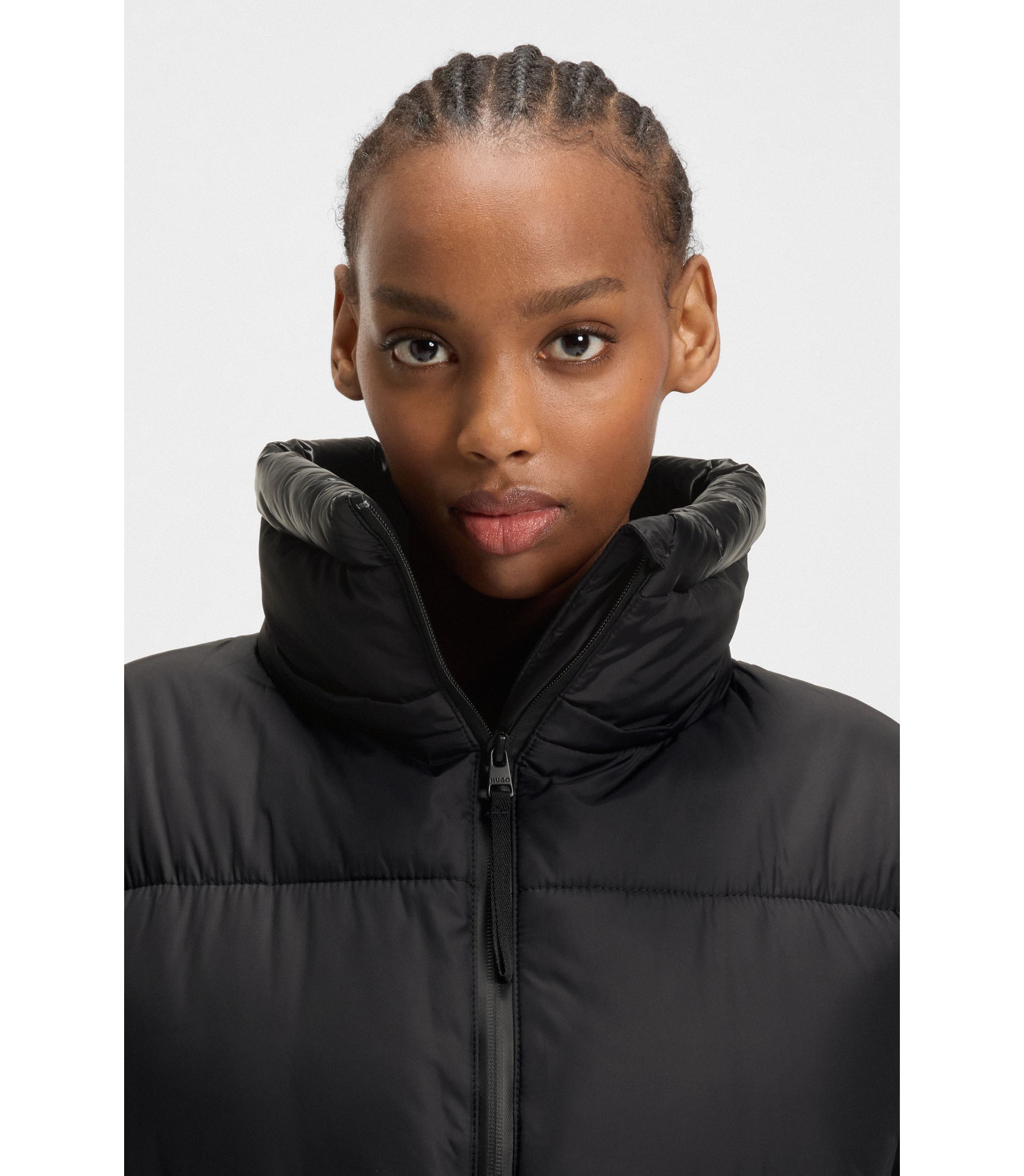 HUGO Wasserabweisender Parka mit abnehmbarer Kapuze Schwarz