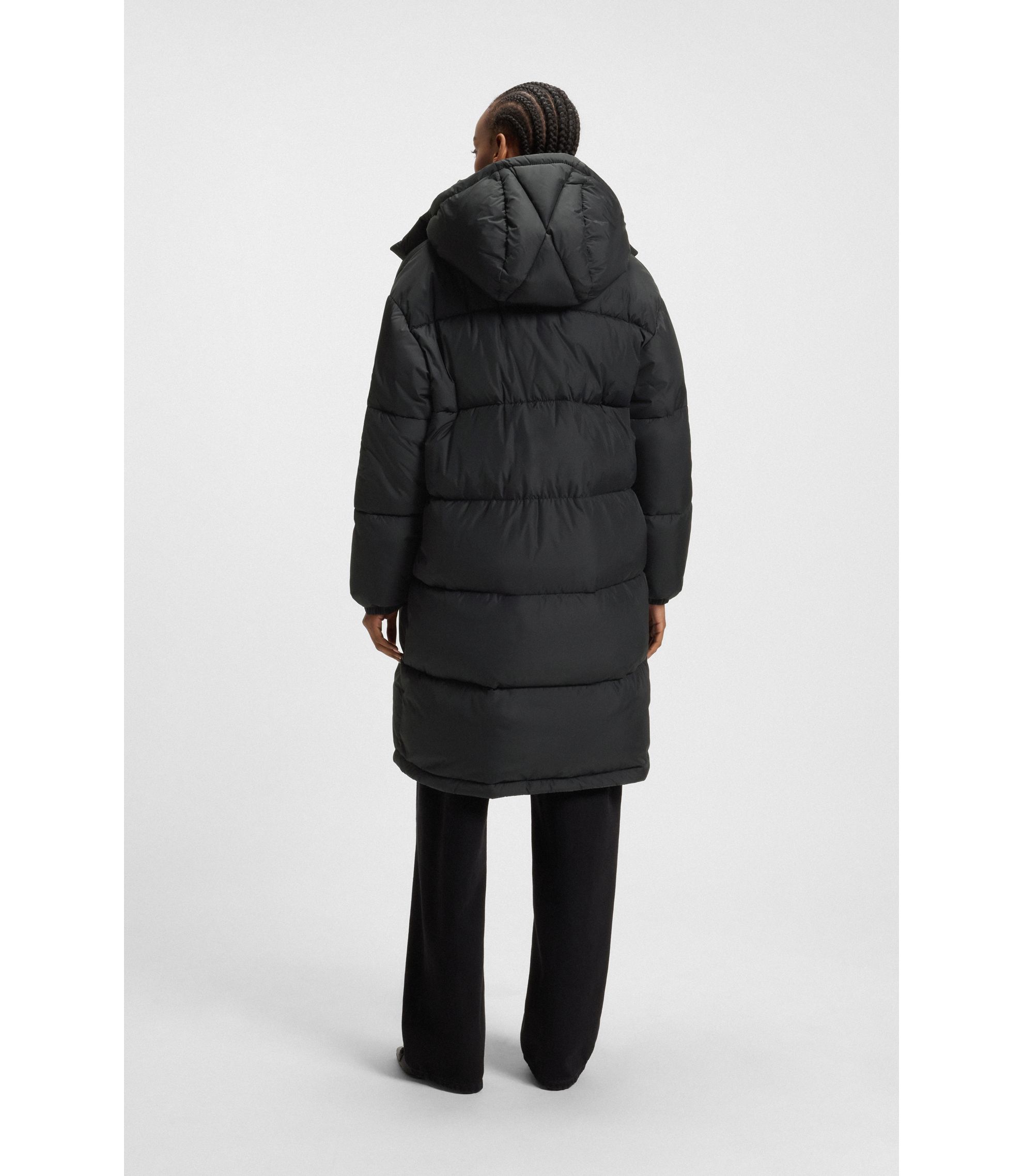 HUGO Wasserabweisender Parka mit abnehmbarer Kapuze Schwarz