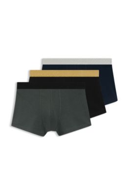 Set van drie korte boxers van katoenmix, Black / Grey / Blue