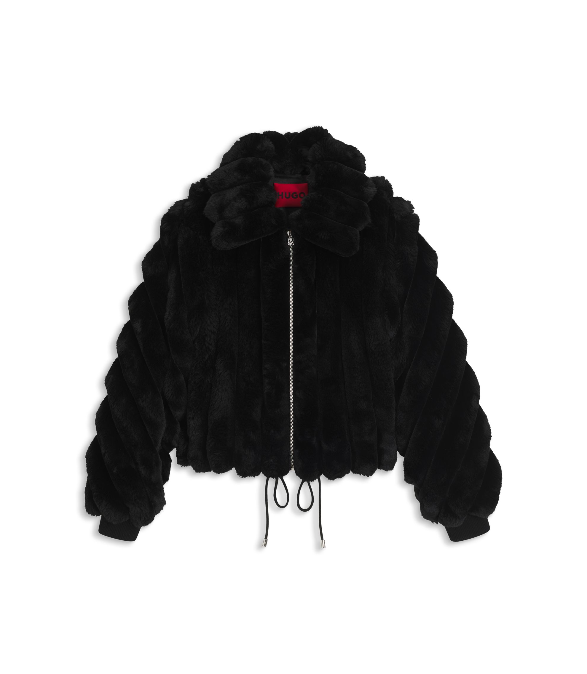 HUGO - Faux-fur jacket with adjustable hem - Black