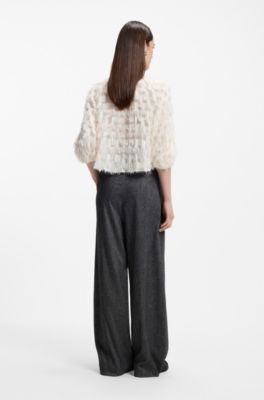 Relaxed-fit blouse in feather jacquard, Natural