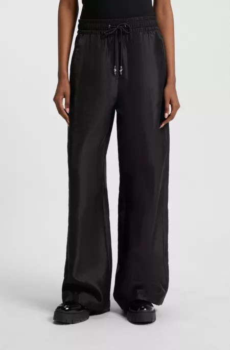 Wide-leg relaxed-fit trousers with drawcord waist