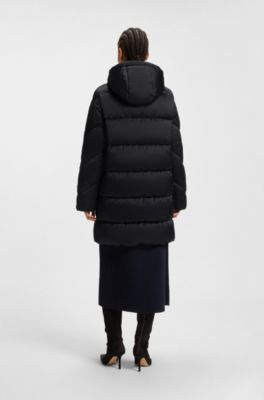 Waterafstotende jas met stiksels en biezen, Donkerblauw